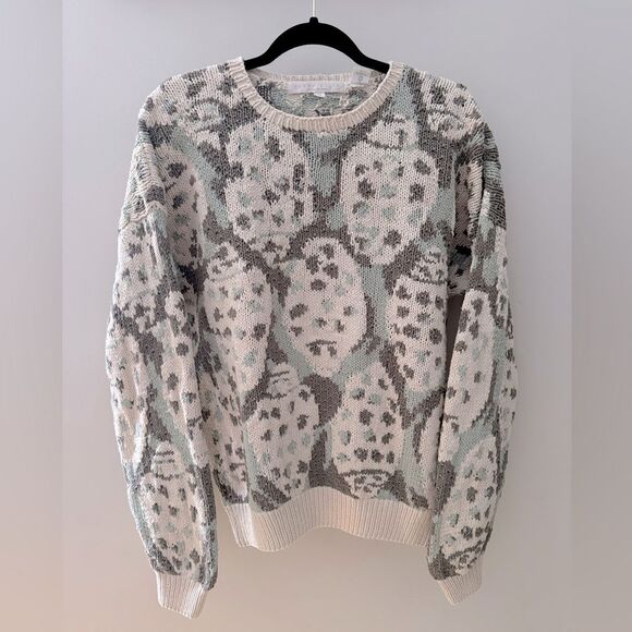 Rare Vintage PERRY ELLIS Hand Knit Intarsia Nautical Seashell Cotton Sweater M